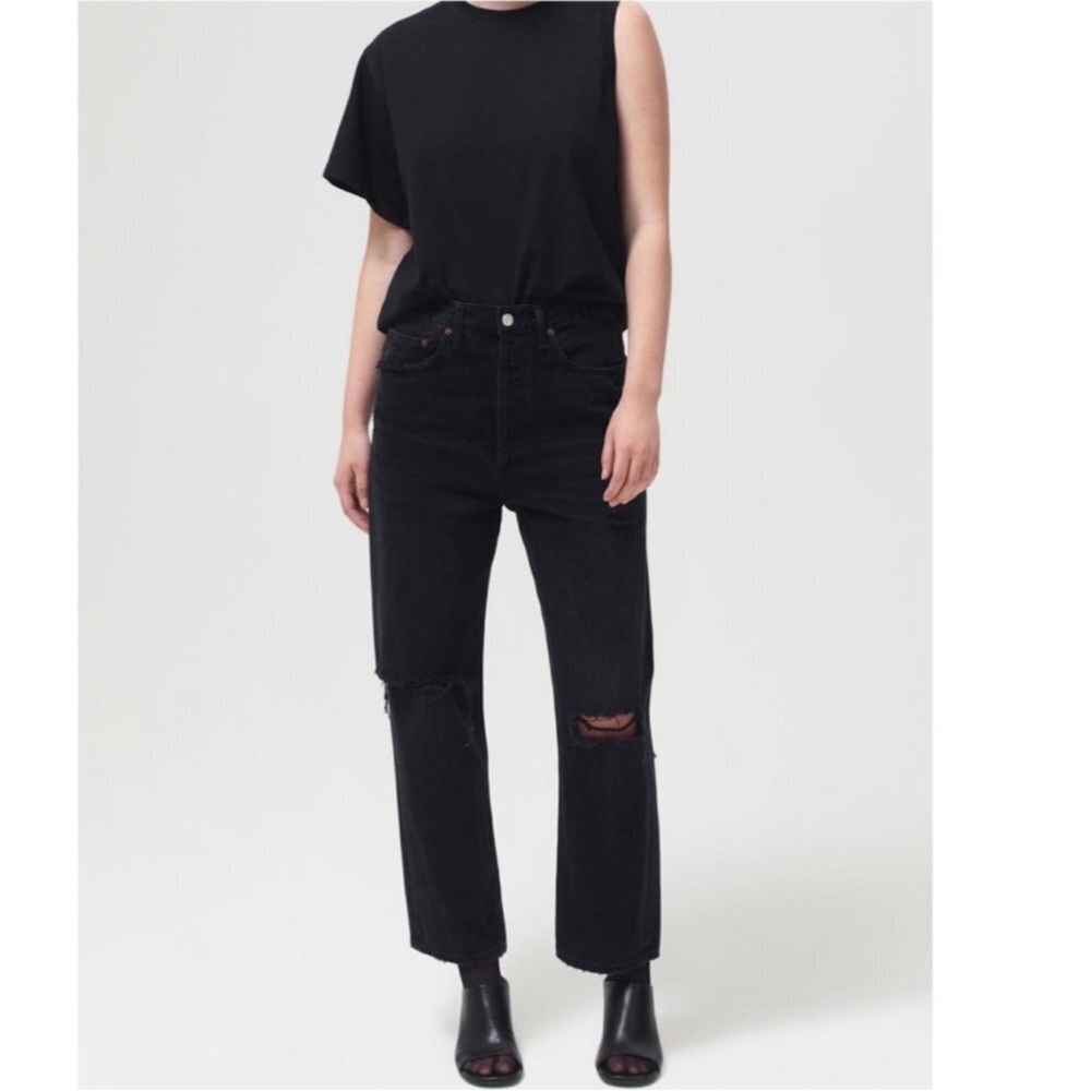 Agolde 90’s Crop Midrise Distressed jeans, Black, size 23